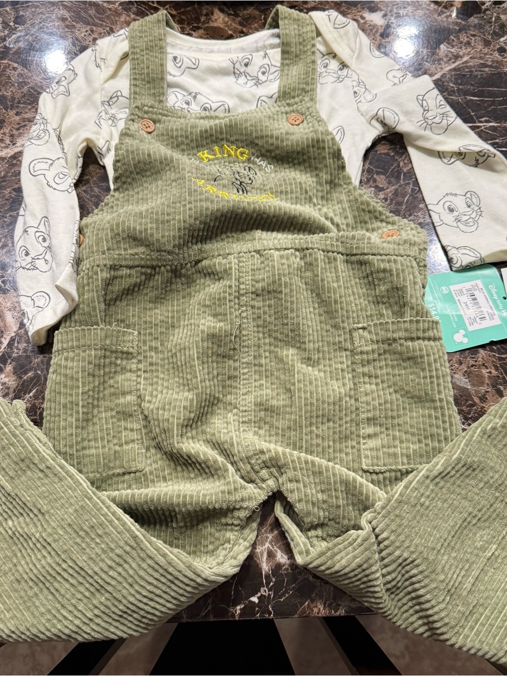 Disney Lion king Kids Olive Green Corduroy Overalls